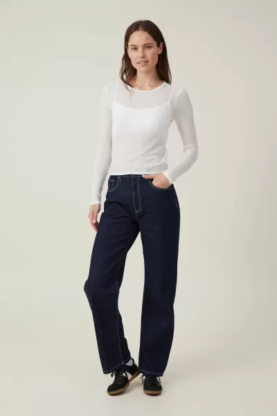 Ricki Sheer Rib Long Sleeve Top Tops White Cotton On Discount Women