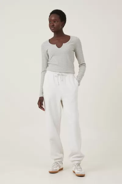 Chloe Stripe Desert Sage/Porcelain Tailored Tops Willa Waffle Long Sleeve Top Women Cotton On