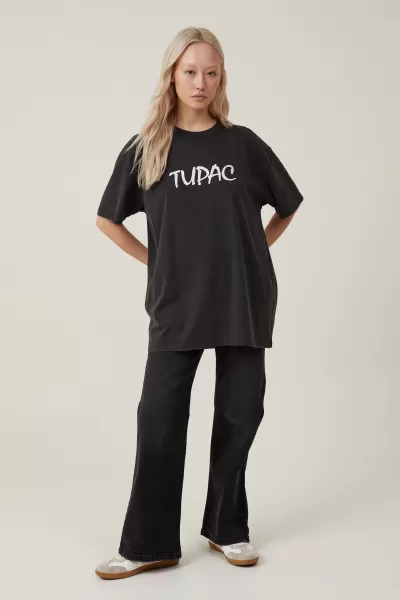 Cotton On The Oversized Hip Hop Tee Lcn Br Tupac Strictly 4 My/Black Giveaway Women Tops