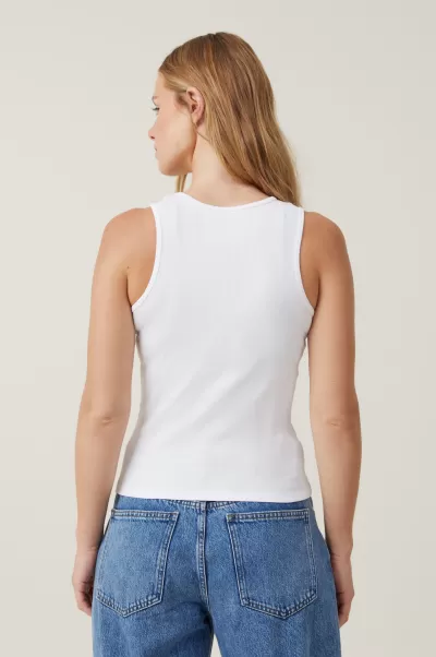 White Tops The One Organic Rib Racer Tank Women Cotton On Reliable