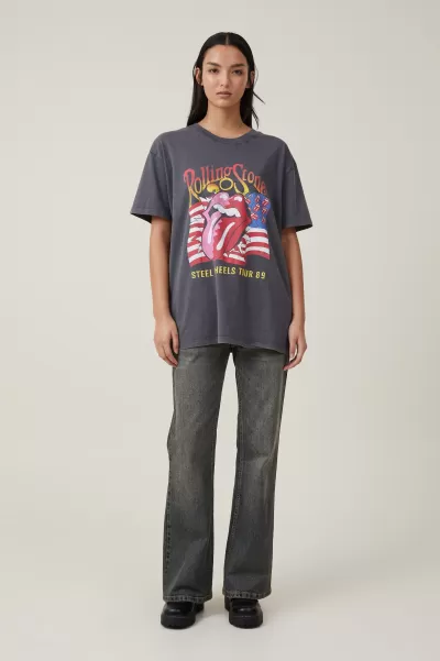 Cotton On The Oversized Graphic License Tee Tops Women Lcn Br Rolling Stones Steel Wheels 89/Forged Reliable