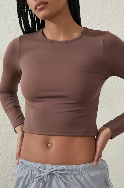 Tops Beauty Cotton On Women Ultra Soft Fitted Long Sleeve Top Deep Taupe
