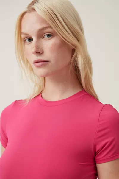 Women Soft Lounge Fitted T-Shirt Tops Cotton On Exquisite Pink Jelly