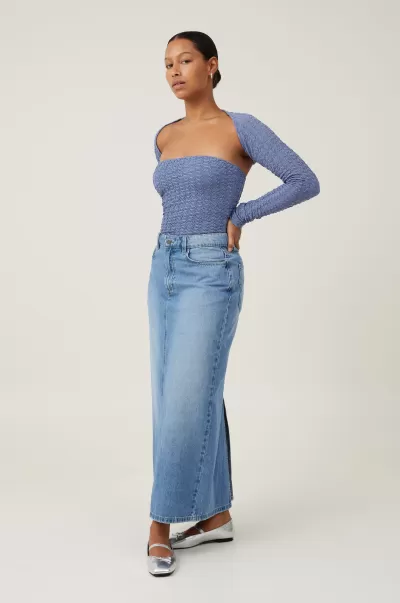 Special Deal Elemental Blue Tops Nova Textured Long Sleeve Shrug Women Cotton On