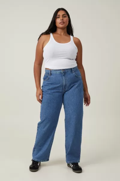 New Sea Blue Cotton On Loose Straight Jean Women Jeans