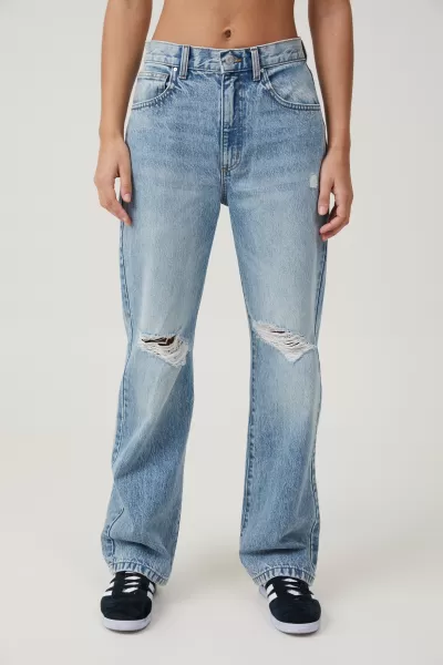Cotton On Lake Blue Rip Loose Straight Jean Optimize Jeans Women