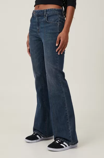 Stretch Bootcut Flare Jean Jeans Cheap Mistic Blue/Seam Detail Women Cotton On