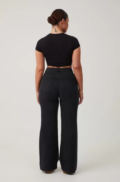 Jeans Cotton On Curvy Stretch Wide Jean Streamlined Graphite Black Women