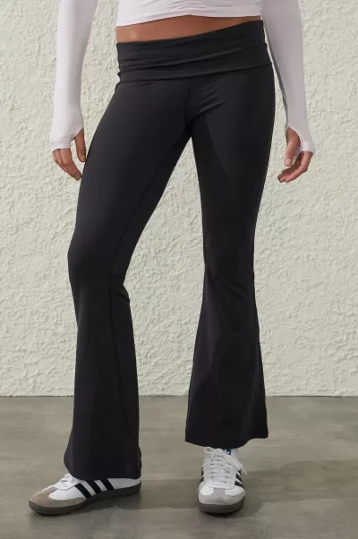 Women Cotton On Pants Reduced To Clear Ultra Soft Fold Over Flare Tight Black