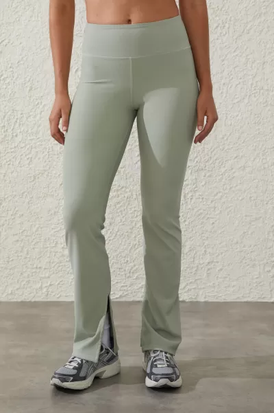 Active Rib Split Flare Tight Cotton On Green Cloud Flexible Pants Women