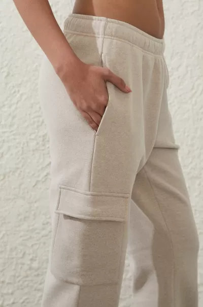Cotton On Plush Essential Gym Trackpant Blowout Women Pants White Pepper Marle/Pocket