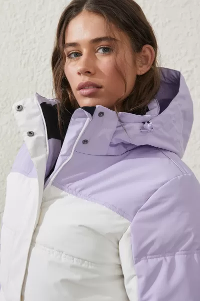 Refashion Coconut Milk/Violet Tint Cotton On Body Quilted Snow Jacket Women Jackets