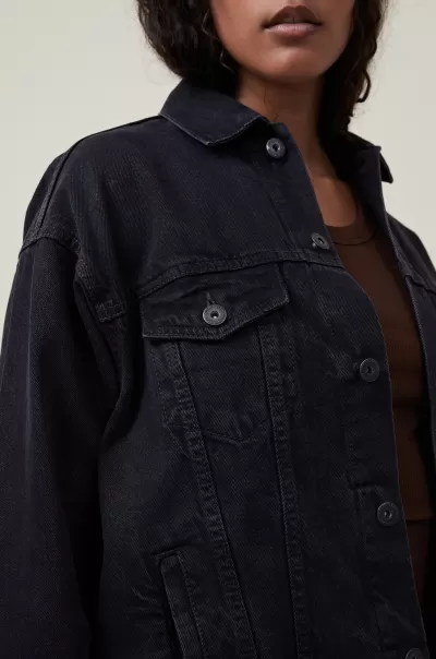 Cotton On Jackets Intuitive Graphite Black The Oversized Denim Jacket Women