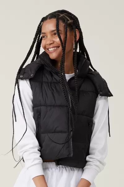 Black Women The Recycled Mother Hooded Puffer Vest 2.0 Convenient Cotton On Jackets