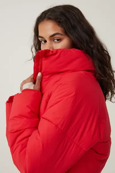 Jackets Women Durable Apres Red Cotton On The Recycled Cropped Mother Puffer 2.0