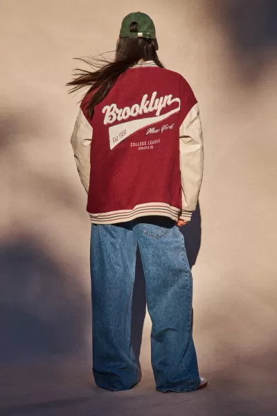 Varsity Jacket Cotton On Savings Brooklyn Deep Garnet Women Jackets