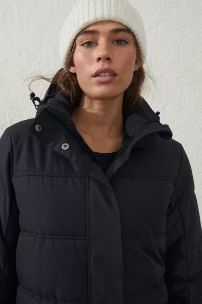 Jackets Cotton On Women Professional Body Quilted Snow Jacket Black