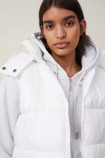 The Recycled Mother Hooded Puffer Vest 2.0 Cotton On Quality Jackets Women White