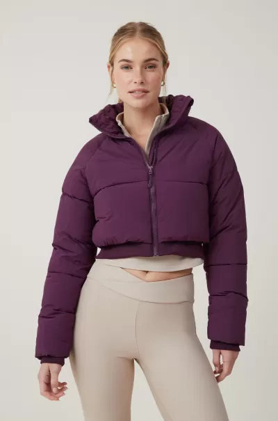 Jackets Nourishing Cotton On Pickled Beet Women The Recycled Cropped Mother Puffer 2.0
