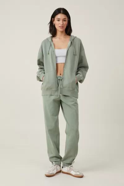 Sweats & Hoodies Enrich Washed Sage Women Classic Washed Zip-Through Hoodie Cotton On
