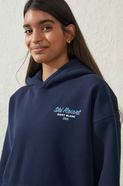 Oceanic Navy/Ski Resort Plush Premium Hoodie High-Quality Cotton On Sweats & Hoodies Women