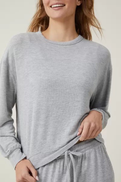 Affordable Super Soft Long Sleeve Crew Cotton On Grey Marle Women Sweats & Hoodies