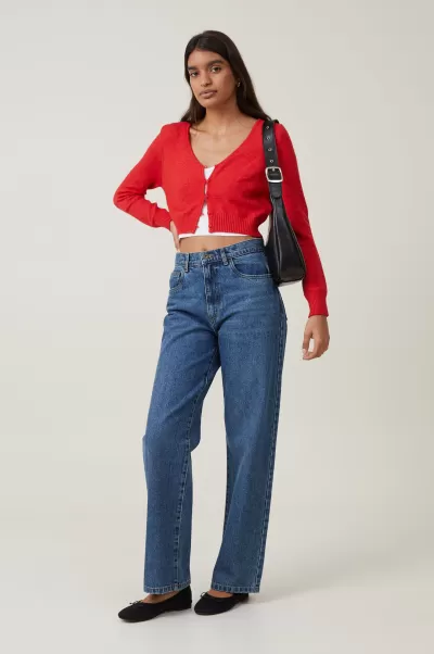 Sweaters & Cardigans Cotton On Women Unique Everfine Crop V Neck Button Cardigan Crimson Marle