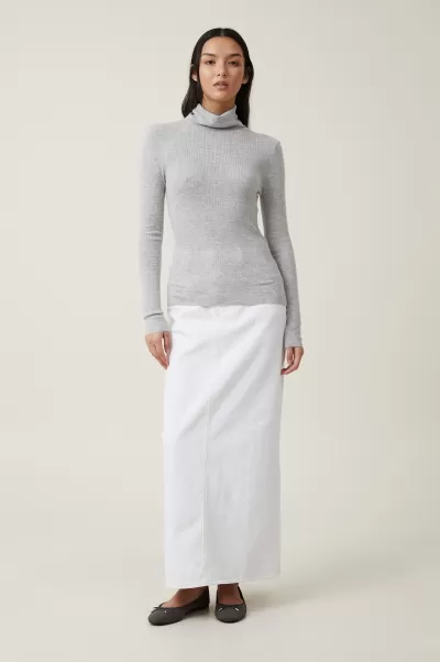 Women Cotton On Shadow Grey Marle Sweaters & Cardigans Modern Everfine Roll Neck Knit