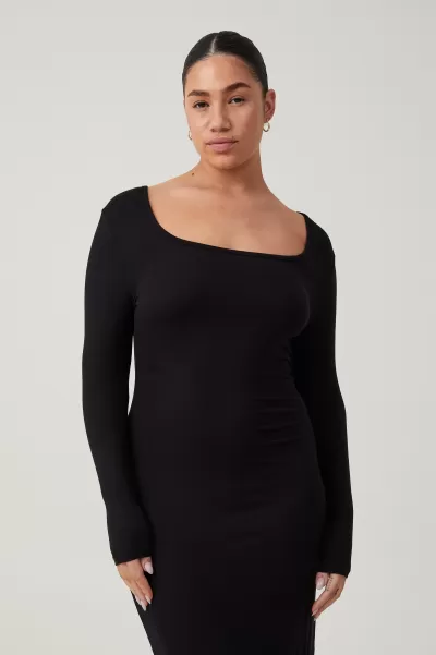 Dresses Women Cotton On Black Staple Long Sleeve Maxi Dress Flash Sale