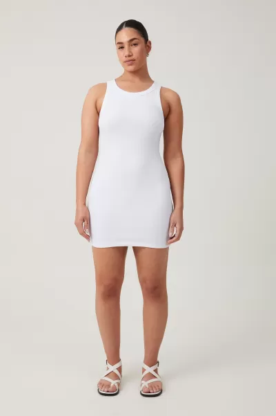 Women White Rib Racer Mini Dress Dresses Cotton On Robust