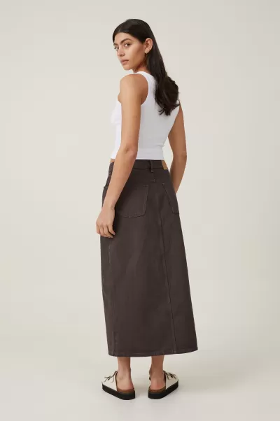Bailey Denim Maxi Skirt Chocolate Brown Skirts Cashback Cotton On Women