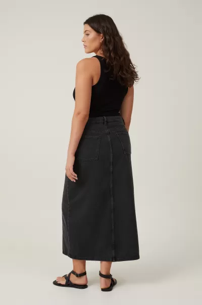 Sustainable Women Graphite Black Skirts Cotton On Bailey Denim Maxi Skirt