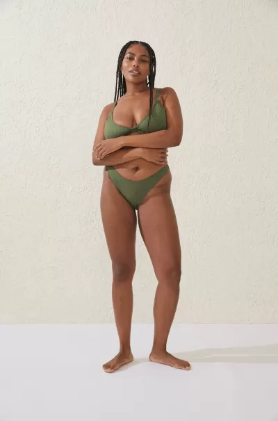 High Side Brazilian Seam Bikini Bottom Khaki Wide Rib Women Cotton On Bikinis Durable