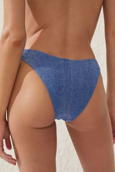 High Side Brazilian Seam Bikini Bottom Bikinis Cotton On Women Blue Splash Metallic Nourishing