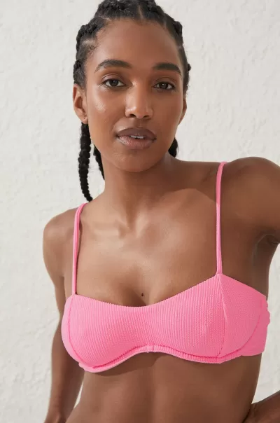 Malibu Pink Crinkle Bikinis Cotton On U Wire Bra Bikini Top Women Wholesome