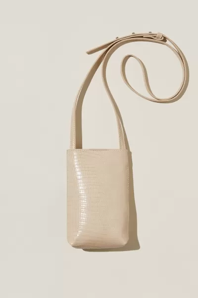 Women Bags & Belts Ecru Mini Texture Cotton On Freya Phone Sling Trusted