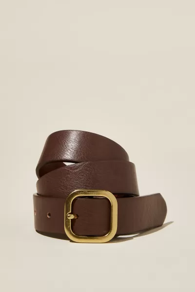 Slim Dad Belt Women Tan/Gold Cotton On Bags & Belts Dynamic