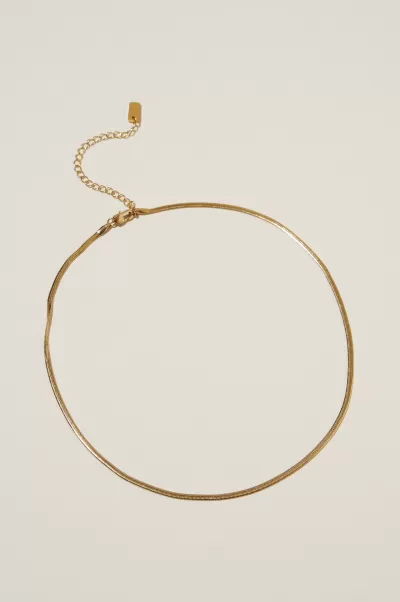 Cotton On Contemporary Gold Plated Snake Chain Waterproof Fine Chain Necklace Jewelry Women