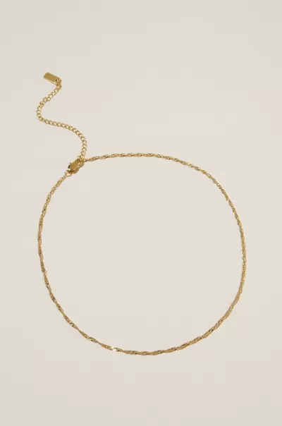 Women Jewelry Elegant Gold Plated Twist Chain Cotton On Waterproof Fine Chain Necklace
