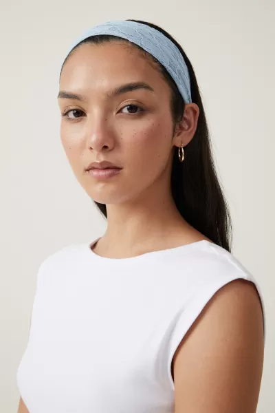 Cotton On 2Pk Soft Headband Hair Accessories Women Luxurious White & Blue Lace