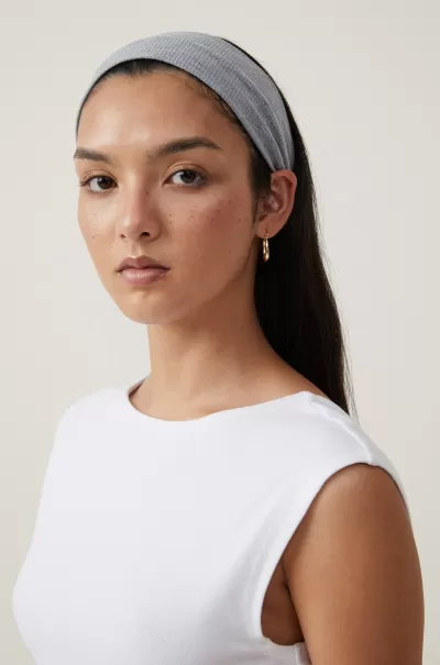 Women Cotton On Custom Grey Marle & Pink 2Pk Soft Headband Hair Accessories