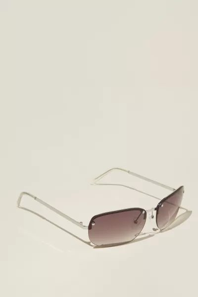 Jay Rimless Sunglasses Silver/Khaki Amplify Cotton On Women Sunglasses