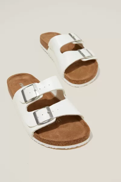 Shoes & Slippers Cotton On Women White Texture Final Clearance Rex Double Buckle Slide