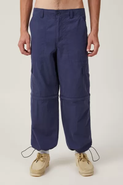 High-Performance Workwear Navy Cotton On Pants Men Parachute Zip Off Pant