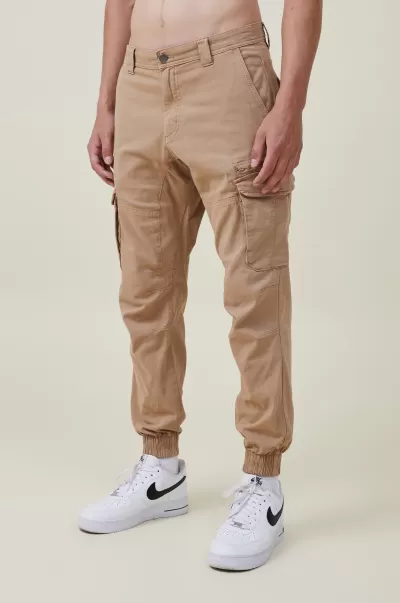 Pants Cotton On Washed Sand Cargo Quality Men Urban Jogger