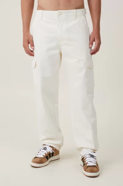 Pants Tactical Cargo Pant Cotton On Slashed Men Vintage Ecru Herringbone