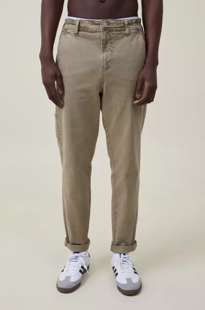 Pants Relaxed Tapered Jean Cheap Men Cotton On Worker Sand