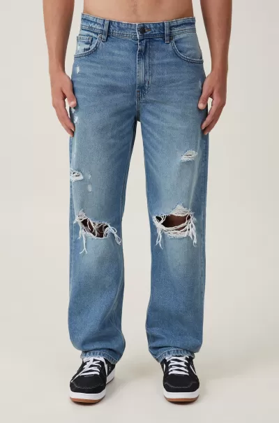 Exquisite Pasadena Blue Blow Out Repair Baggy Jean Pants Cotton On Men
