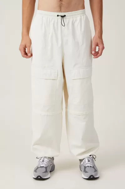 Men Cotton On Advanced Ecru Zip Off Parachute Super Baggy Pant Pants