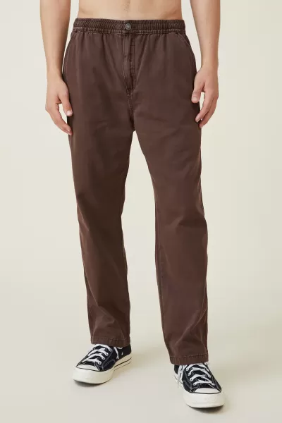 Men Chocolate Brown Elastic Worker Pant Cotton On Pants Unique